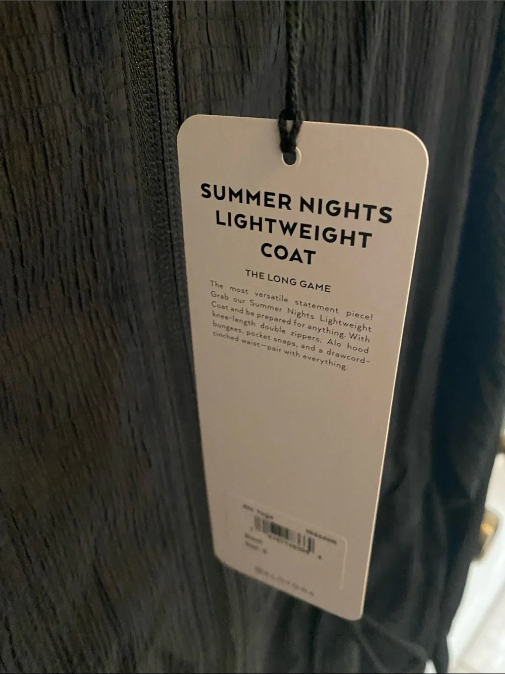 Alo, Summer Nights Lightweight Coat